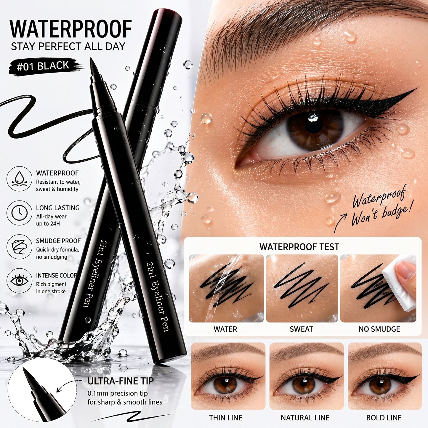 Waterproof & Smudge-Proof Liquid Eyeliner